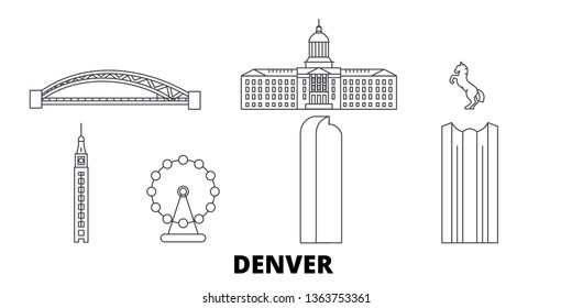 United States, Denver line travel skyline set. United States, Denver outline city vector illustration, symbol, travel sights, landmarks.