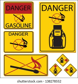 United States Department of Transportation gasoline warning label isolated on white