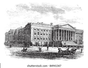 United States Department of the Treasury Building, in Washington, D.C., USA, vintage engraved illustration. Trousset encyclopedia (1886 - 1891).