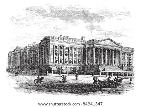 United States Department of the Treasury Building, in Washington, D.C., USA, vintage engraved illustration. Trousset encyclopedia (1886 - 1891).