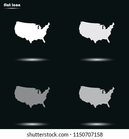 United States detailed map flat grayscale vector icon.