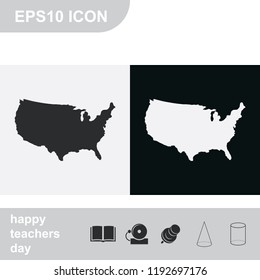 United States detailed map flat black and white vector icon.