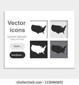 United States detailed map placed on web page template flat vector icon.