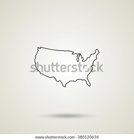 United States detailed map thin line illustration. Outline USA map vector icon.