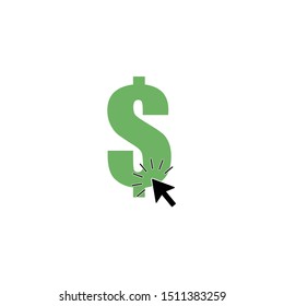 United states dollar sign and click mouse. Vector illustration