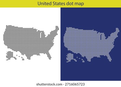 Ilustración de mapa de puntos de Estados Unidos con dos fondos de colores