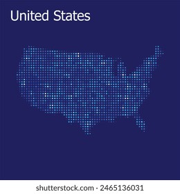 united states dotted map blue background