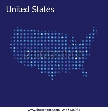 united states dotted map blue background