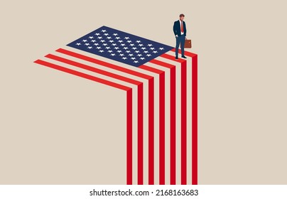 United States economy collapse. Symbol of crisis, recession, downfall and stock market crash. Vector illustration concept.