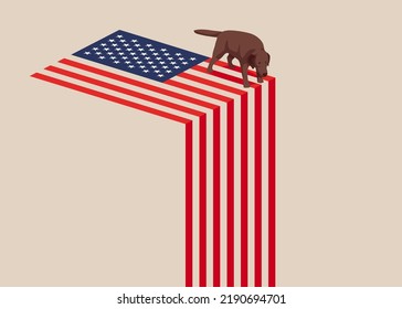 United States economy collapse. Symbol of crisis, recession, downfall and stock market crash. Vector illustration concept.
