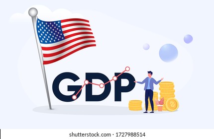 United States economy and financial market growth concept,Gross Domestic Product or GDP