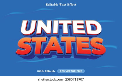 united states editable text effect modern color shiny. bold Text style effect. Editable fonts vector files