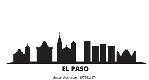 United States, El Paso city skyline isolated vector illustration. United States, El Paso travel black cityscape