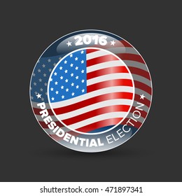 United States Election Vote Badge with shadow on black background