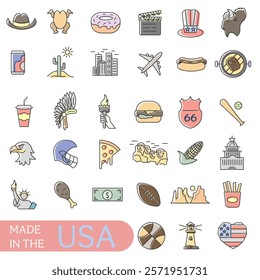 United States elements illustration. USA symbols icons. Symbols of America. EPS 10.