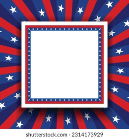 United States empty, blank, copy space, frame for your message. Star and stripe, poster, banner, template, background. Vector design.