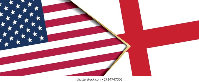 United States and England flags overlapping symbolizing strong international friendship and cooperation