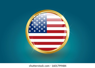 United States flag in 3D circle frame, can be used for independence day or any other events. vector illustration. EPS 10.
