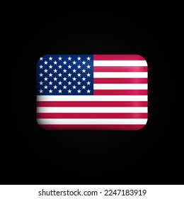 United States Flag 3D Icon. National Flag of USA. Vector illustration