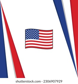 Vorlage für abstraktes Hintergrunddesign der US-Flagge. United States Independence Day Banner Social Media Post. Flagge der Vereinigten Staaten