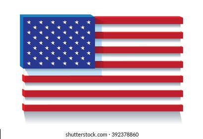 United States flag as art object.Vector illustration.