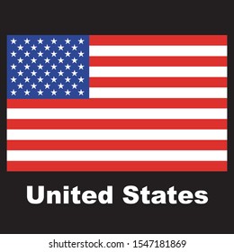 United States flag, black color background, vector