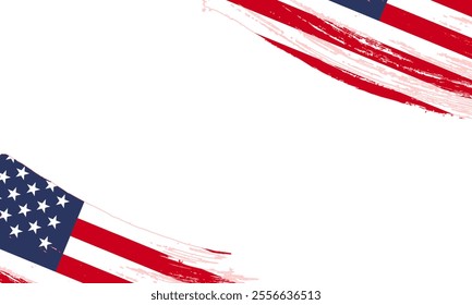 United States Flag with Brush Stroke Effect, Grunge brush stroke. Watercolor painting flag design.