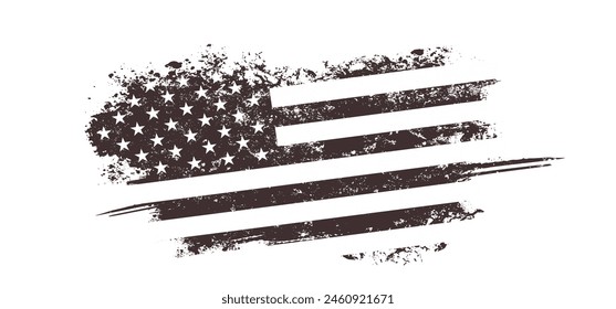 Bandera de los Estados Unidos con trazas de pincel y efecto grunge, bandera americana	