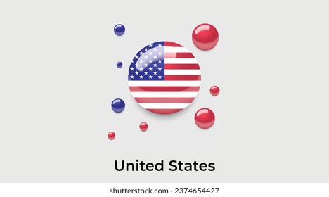 United States flag bubble circle round shape icon colorful vector illustration