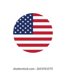 United States Flag Button. United States Round flag icon. United States flag badge Vector for independence day celebration PNG on transparent background.