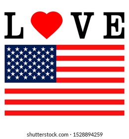 United States flag and button set, vector illustration