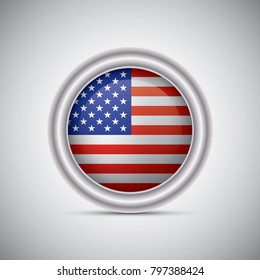 United States flag button style. Vector image