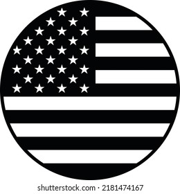 United States Flag Circle Black and White US American Flag