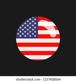 united states flag in circle with the shadow, us flag, vector illustration
