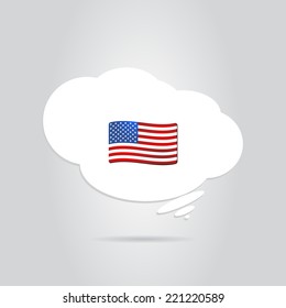 United States flag in the cloud. Made in vector