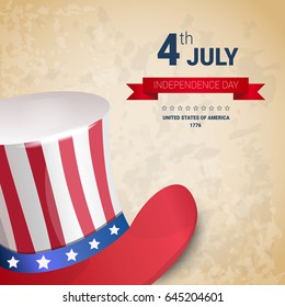 Ilustración de vectores planos de bandera de Estados Unidos coloreada por el Día de la Independencia 4 de julio