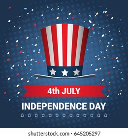 United States Flag Colored Hat Independence Day Holiday 4 July Banner Flat Vector Illustration