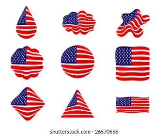 United States flag different shape - vector illustration