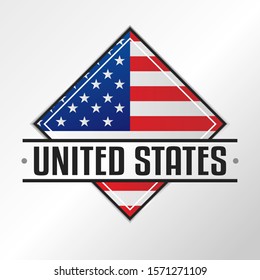United States Flag Emblema. Vector Design National. Illustration Country Symbol. Insignia Banner Logo.