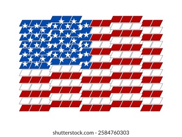 The United States flag is flying. 3D illustration of a flying flag.