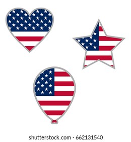 United States Flag in form button of icon