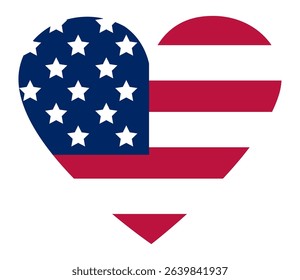 United States flag forming a heart shape symbolizing patriotism and love for the country, ideal for celebrating national holidays and showing support