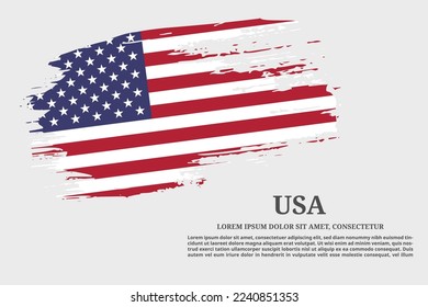 United States flag grunge brush and text poster, vector