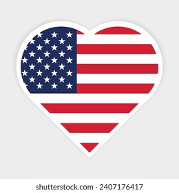 United States flag in Heart design shape. Vector United States flag in Heart.