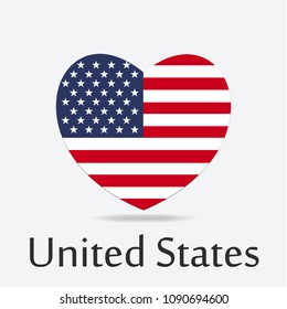 United States Flag in Heart Shape