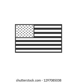 United States flag icon in black outline flat design. Independence day or National day holiday concept.