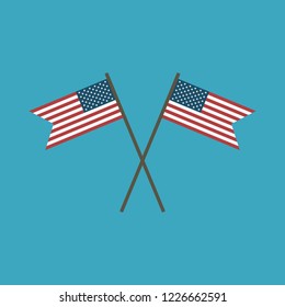 United States flag icon in flat design. Independence day or National day holiday concept.