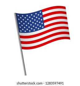 United States flag icon. National flag of United States on a pole vector illustration.