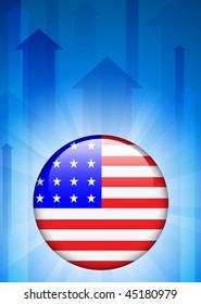 United States Flag Icon on Internet Button Original Vector Illustration
