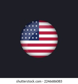 United States flag icon,Round United States flag icon vector isolated, United States flag button.